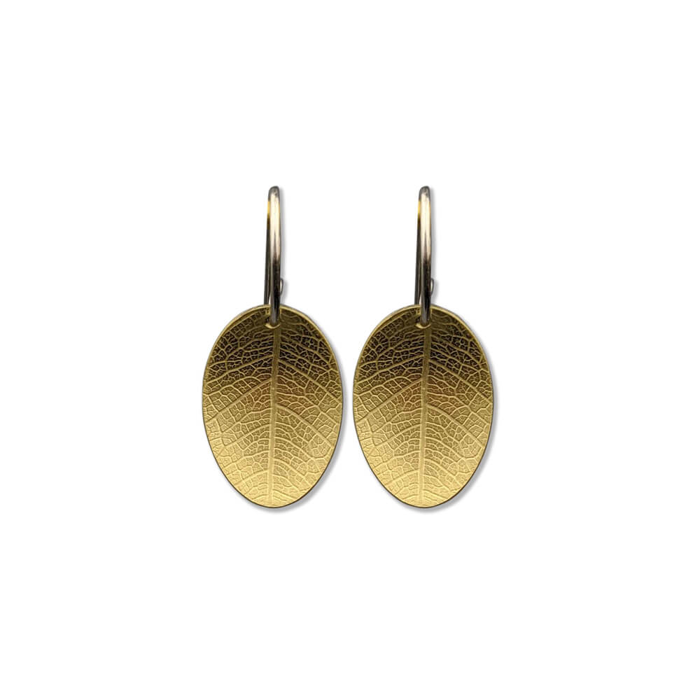 Australian Made jewellery leaf printed brass earring erink