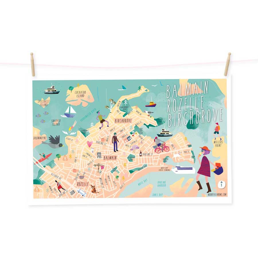 Balmain Rozelle Birchgrove Tea Towel Australian Made Mount Vic & Me