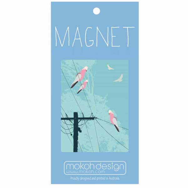 Souvenir Magnet - Galahs on the Electricity Lines Australia