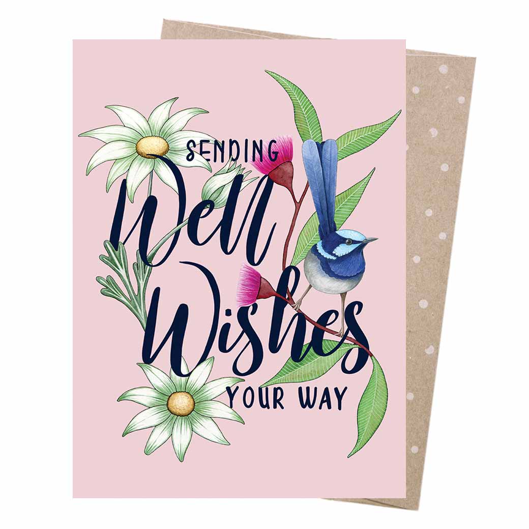 Get Well Soon Australian Made Card Flannel Flowers