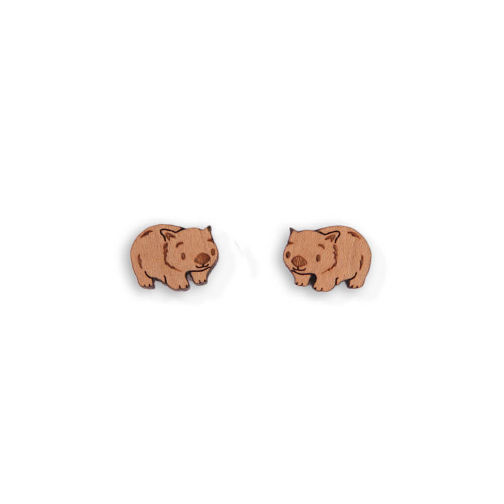 Jewellery Australian Wombat Earrings Wooden Souvenirs Australia