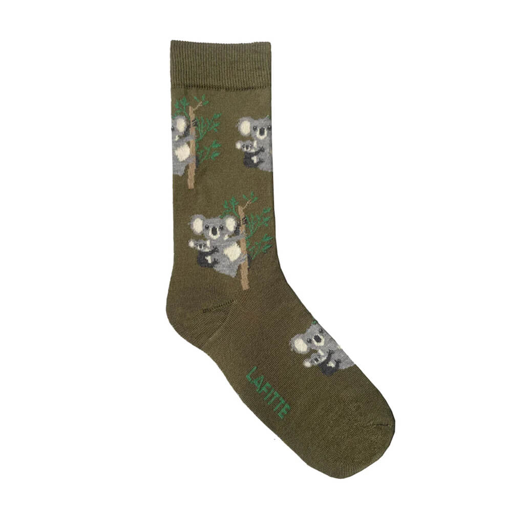 Khaki Koala Souvenir Bamboo Socks Australian Made by Loco Lafitte