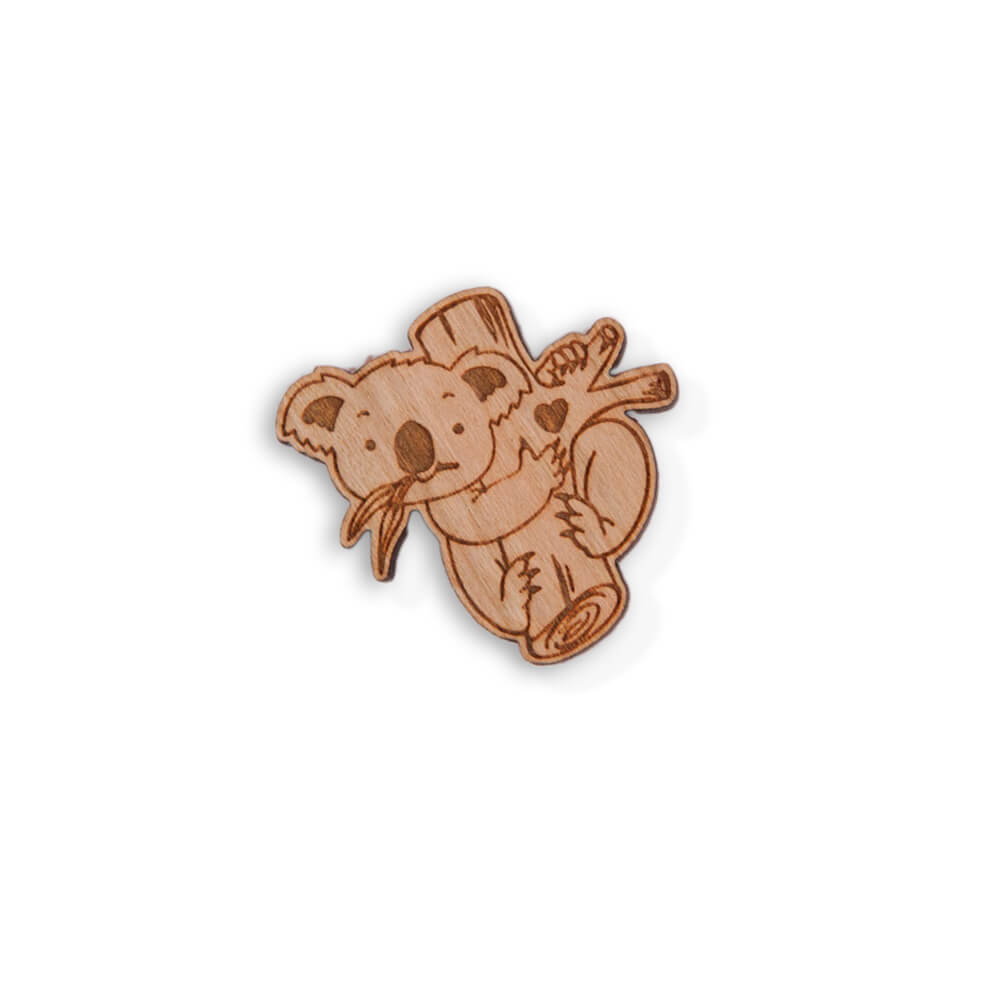 Koala Brooch Australian Wooden Jewellery Gifts for Women Wood With Words