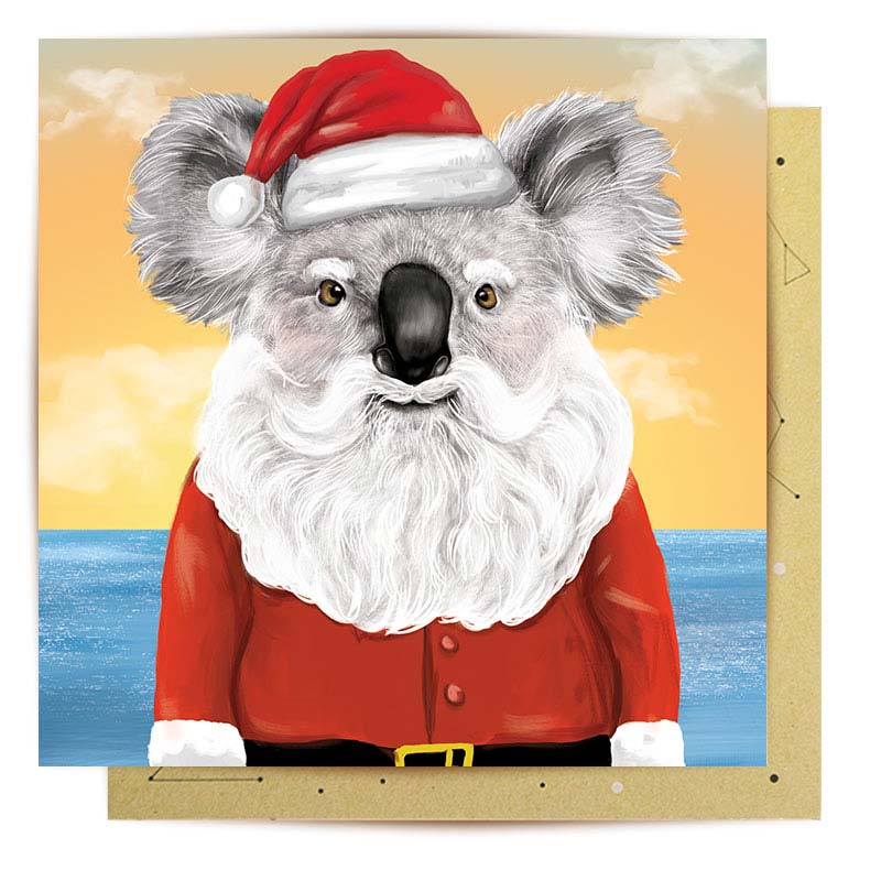 Koala Santa Australian Christmas Card