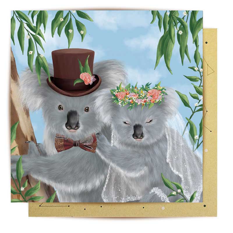 Wedding Gifts Australia - La La Land Koala Wedding Themed Card