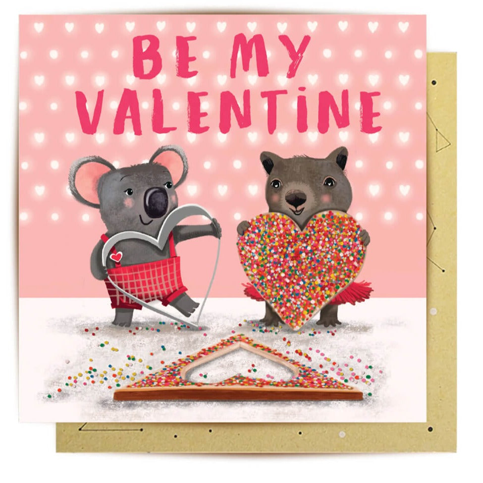 Koala Wombat Australian Themed Valentines Day Card by La La Land