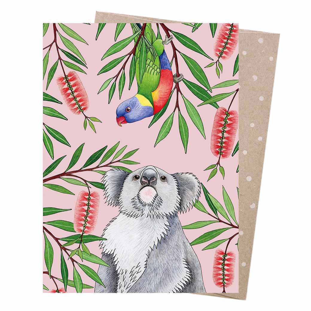 Koala Lorikeet-Australiana-Greeting-Card