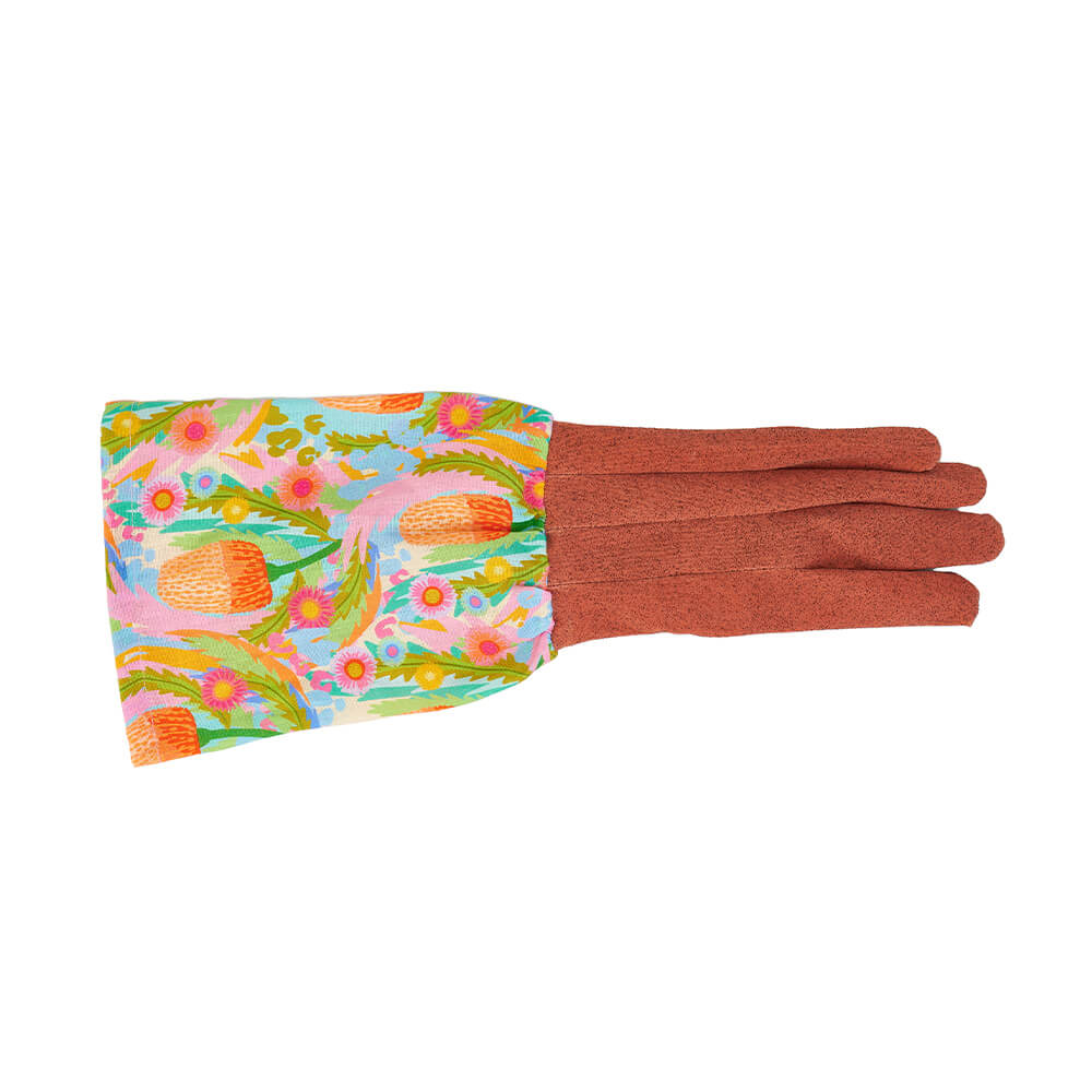 Long Sleeve Gardening Gloves Paper Daisies Banksia Design by Annabel Trends