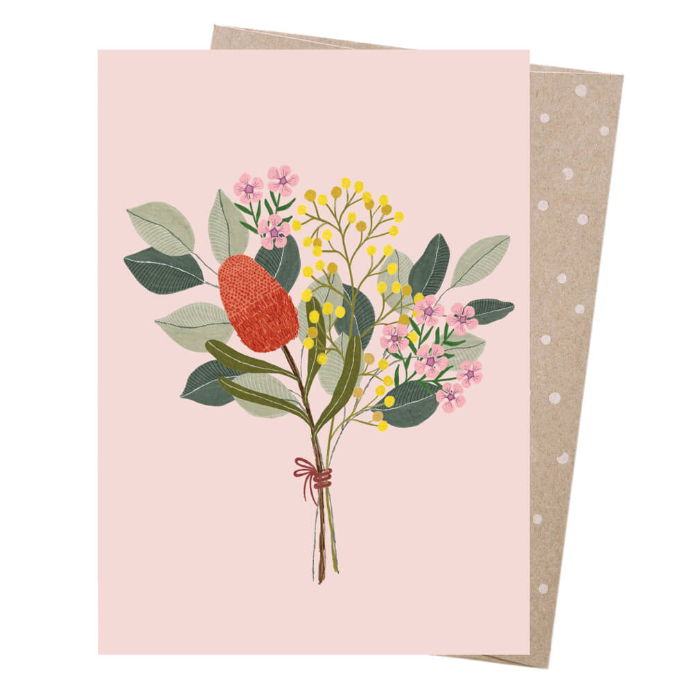 Native Flowers Bouquet Greeting Card by Earth Greetings