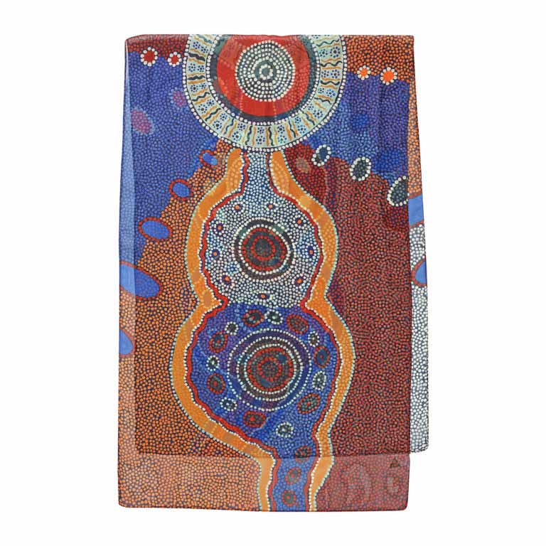 Quality Australian Souvenirs Outstations Chiffon Scarf Aboriginal Designs