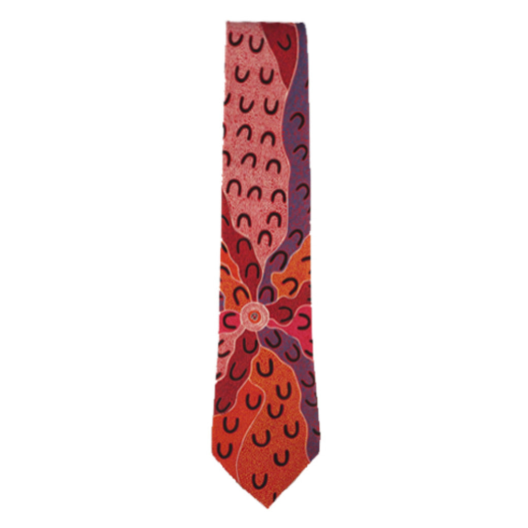 Red Australian Made Aboriginal Tie Unique Gifts for Male Chinese Visitors