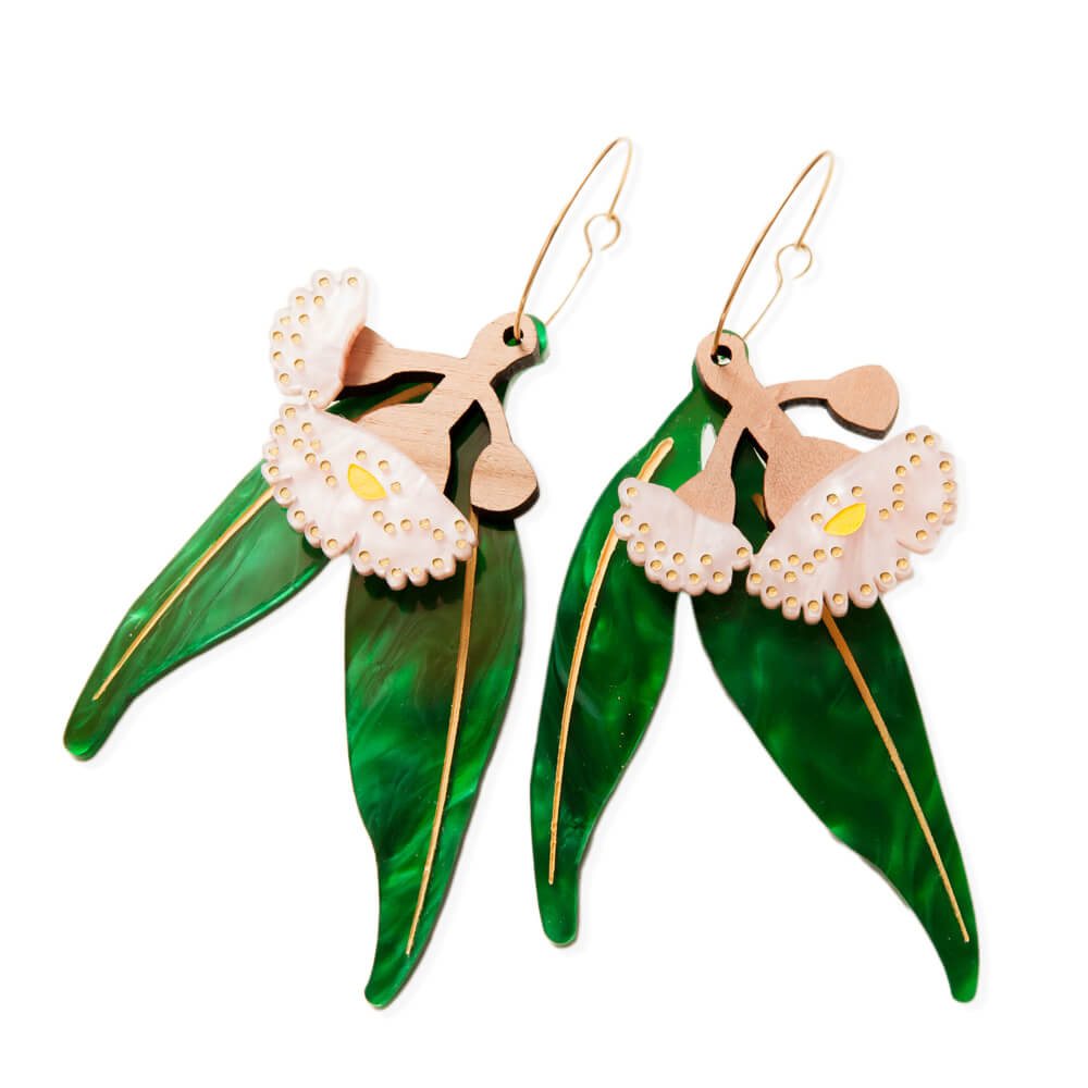 Statement Earrings Australia, Gum Blossom Gold Hoops Gifts for Women