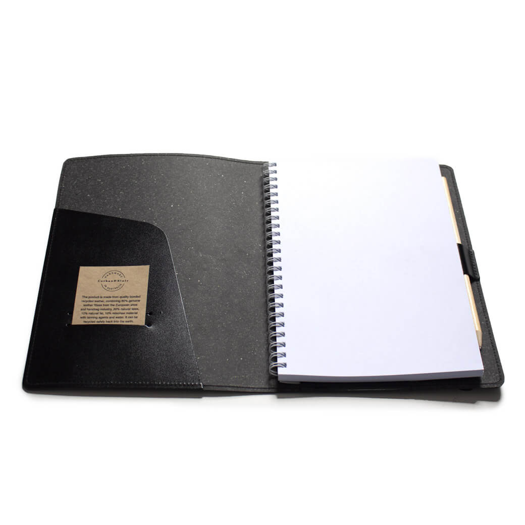 Sustainable Gifts Australia, Recycled Leather A5 Black Leather Journal