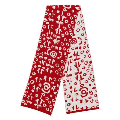 Australian Made Gifts & Souvenirs with the Red & White Aboriginal Art Woollen Scarf -by Alperstein Designs. For the best Australian online shopping for a Scarves - 1